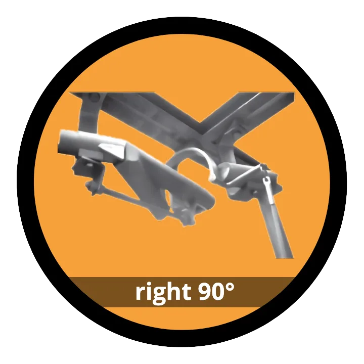 Right external turnout 90° (without plate)